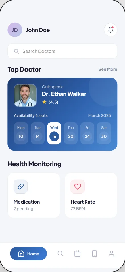 Healthcare app screenshot